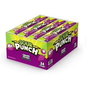 SOUR PUNCH GRAPE STRAWS 24 CT *NEW*