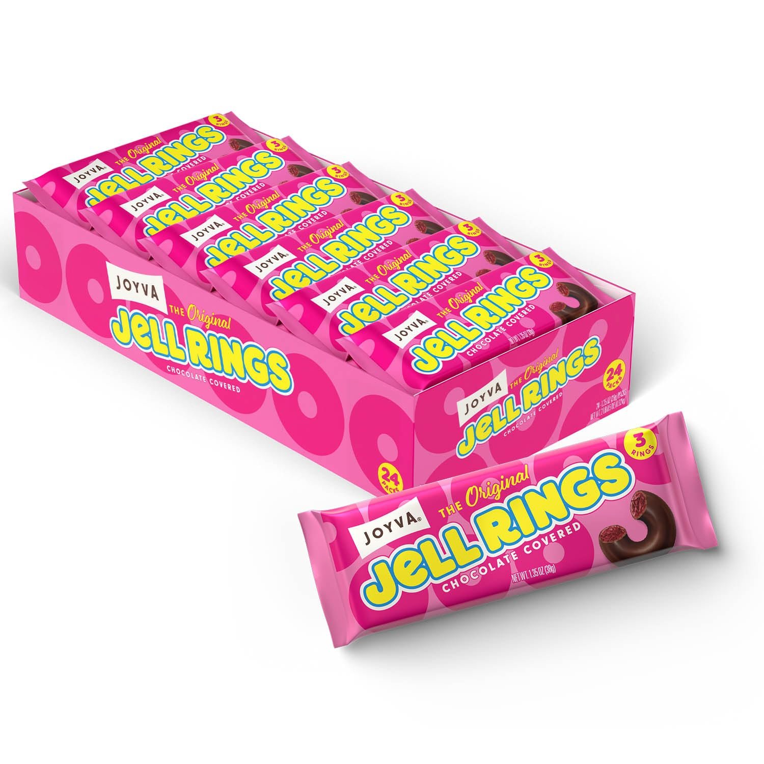 JOYVA RASPBERERY , JELLY RINGS 3 PK , 24 CT