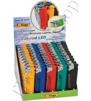 5 FLAGS LIGHTERS 50 CT ( FLASH LIGHT) *1242*