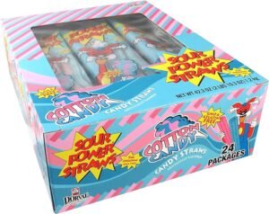 SOUR POWER STRAWS, COTTON CANDY 24 CT *164*