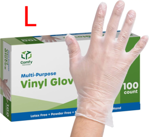 #VINYL MULTI PURPOSE GLOVES ( L , LARGE ), 100 POWDER FREE