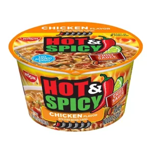 NISSIN BOWL NOODLES HOT & SPICY CHICKEN FLAVOR 12 CT