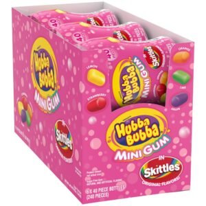 HUBBA BUBBA SKITTLES GUM BOTTLE 2.82OZ 4/6CT