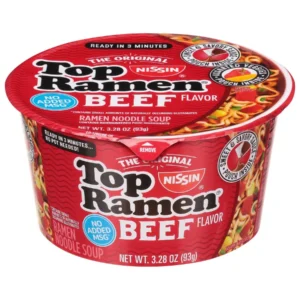 NISSIN TOP RAMEN BOWL NOODLES SOUP BEEF 6 CT