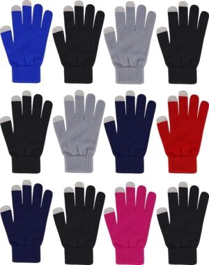 GLOVES TOUCH SCREEN ASSORTED COLORS 12 PAIR