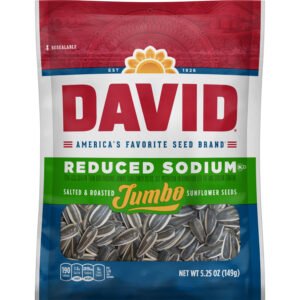 DAVID'S JUMBO SUNFLOWER SEEDS REDUCED SODIUM 5.25 OZ 1/12CT